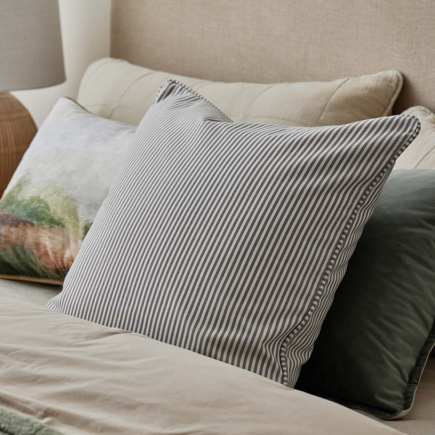 Morris Grey Stripe Cushion
