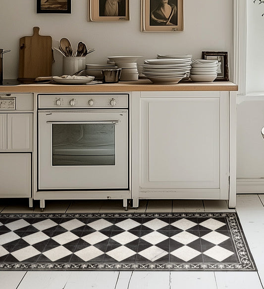 Gambit Chess Antique Vinyl Rug lifestyle image