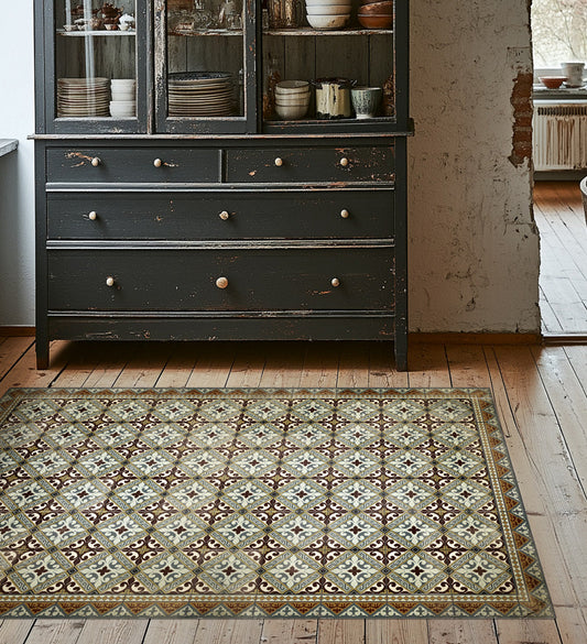 Flor de Lis Classic vinyl rug lifestyle