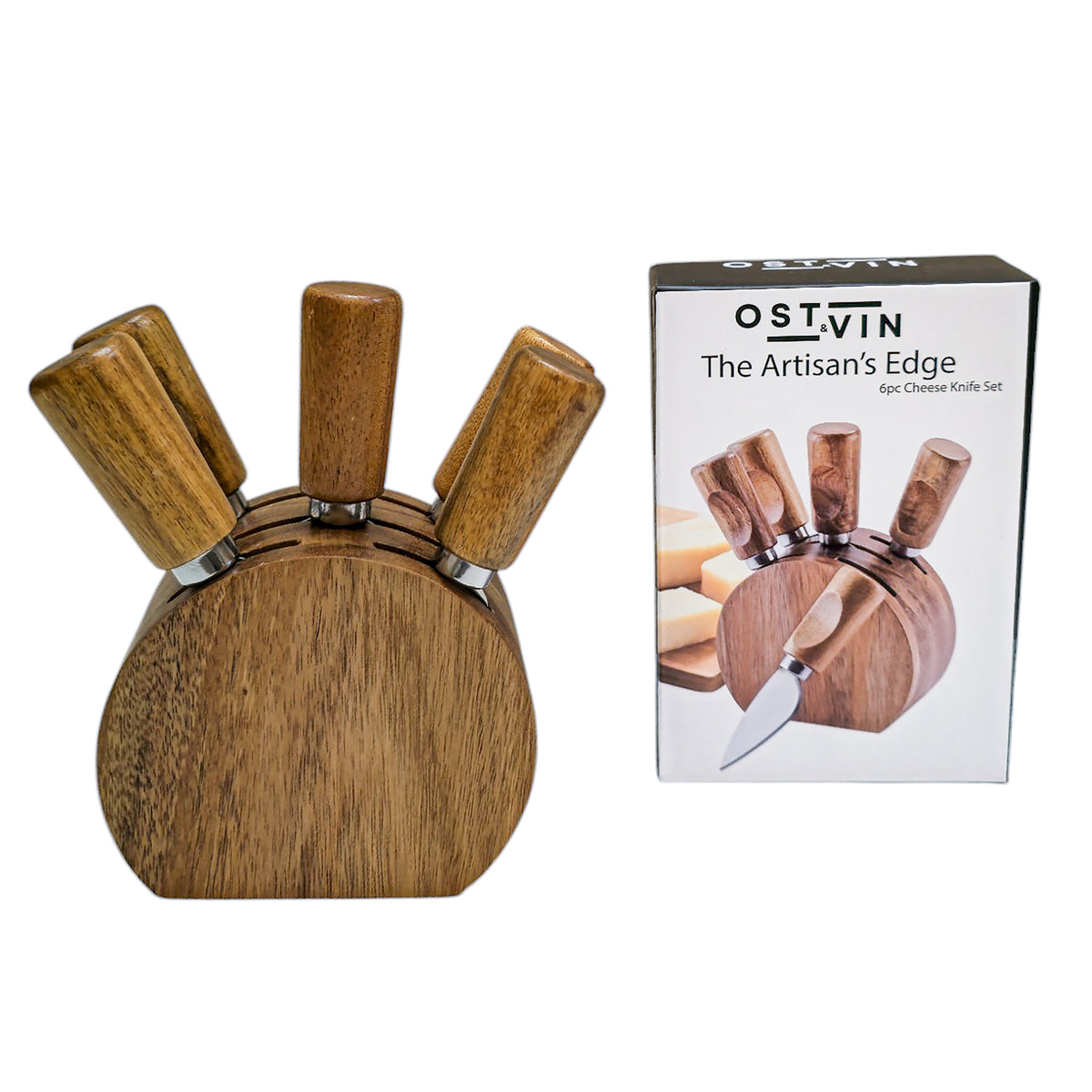 Round Cheese Knife Block - Gift Set - 5pc
