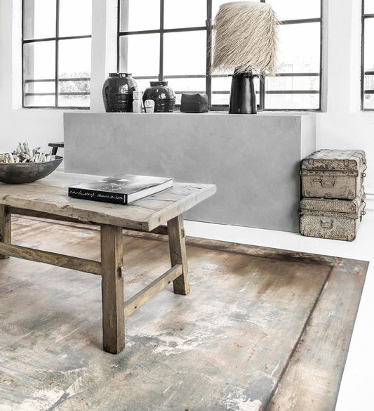 Rust Framed Vinyl Rug Lifestyle