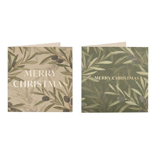 Olive Leaf Christmas Card & Envelope Set 8
