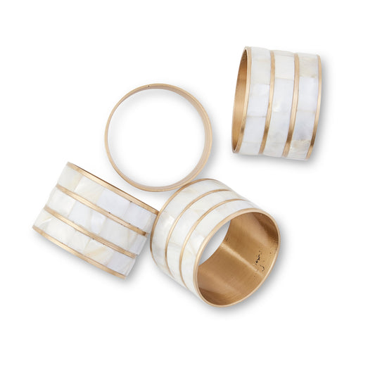 Joy Mother Of Pearl Napkin Ring Set 4
