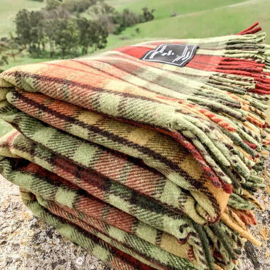 Recycled Wool Scottish Tartan Blanket - Buchanan Autumn