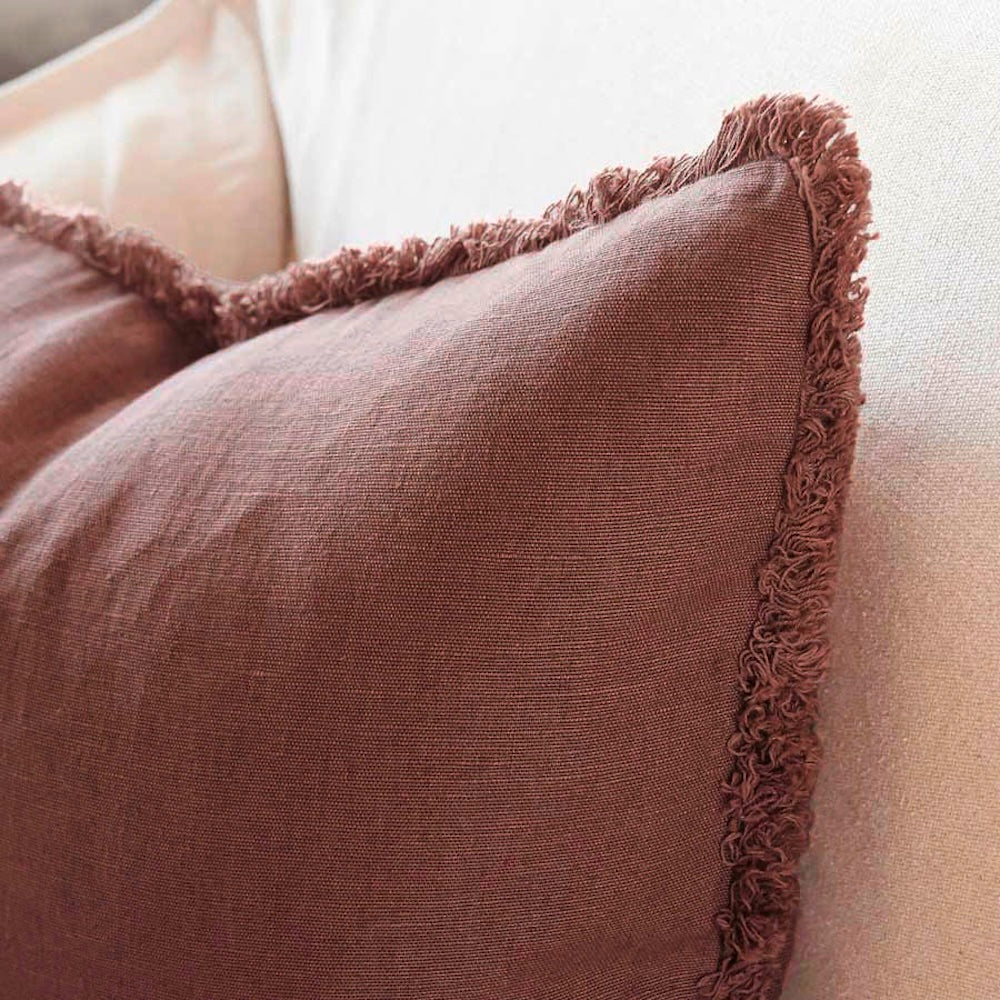 Luca® Boho 亚麻靠垫 - 沙漠玫瑰色 - 填充