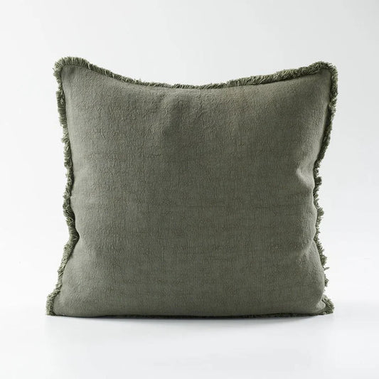 Luca® Boho Linen Cushion - Khaki - 50x50cm - Filled