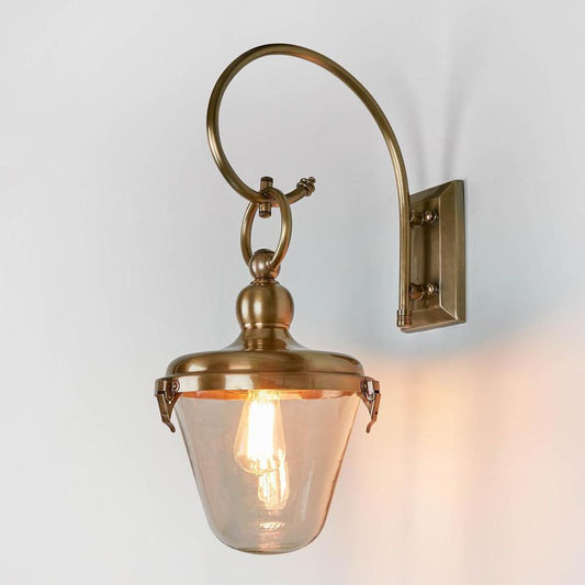 Savoy Outdoor Wall Light With Glass Shade Antique Brass