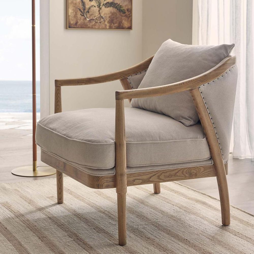 Asteria Oakwood Linen Armchair