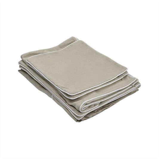 Slip Cover Only - Noosa Hamptons Ottoman Natural W/White Piping