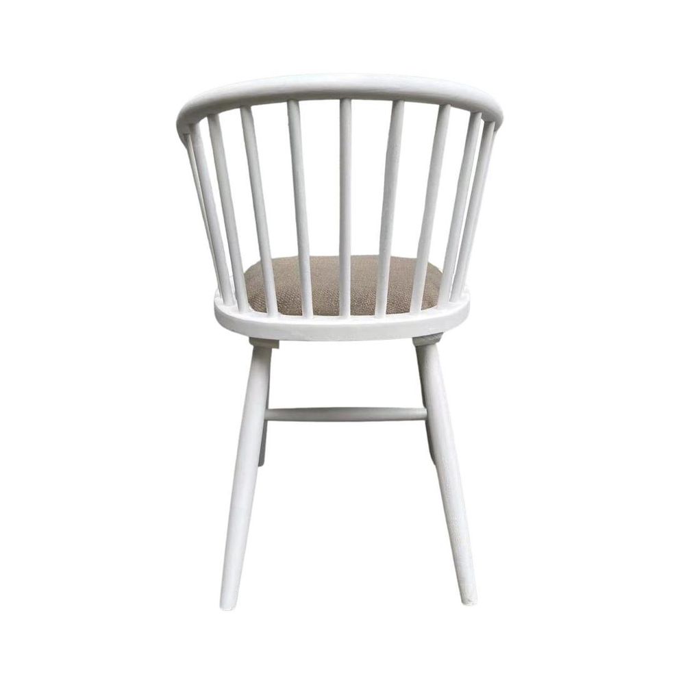 Round Curved Strip Back Elm Wood Dining Chair White