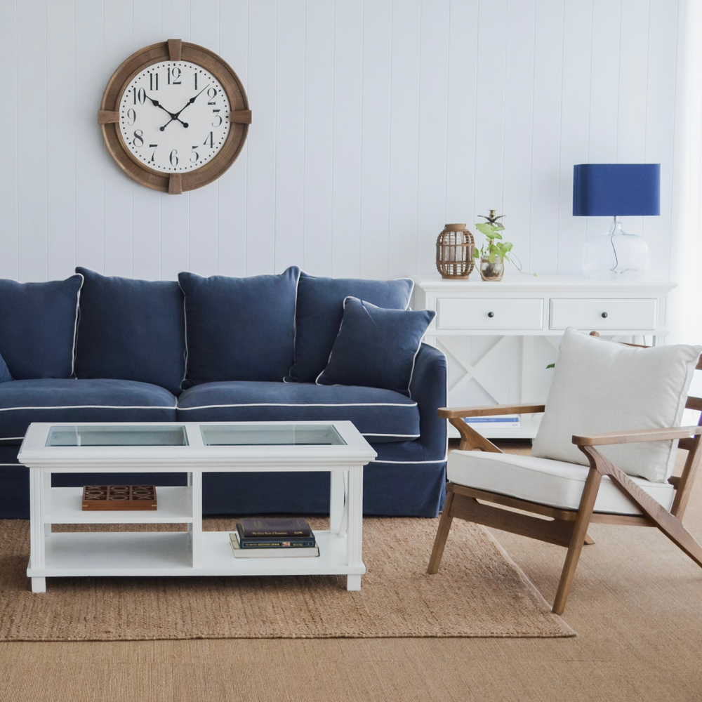 Sorrento Hamptons 130Cm 2 Drawer Console White