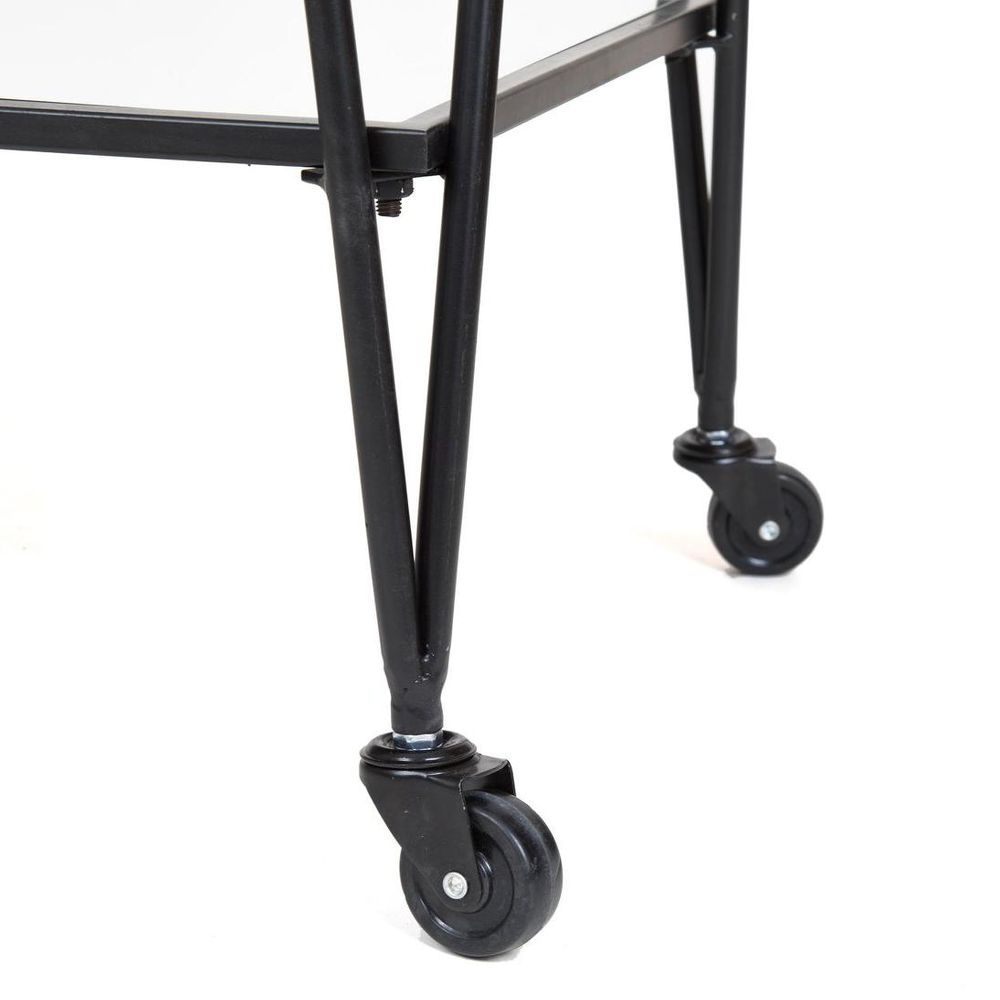 Lloyd Mirror Shelves Bar Trolley Black