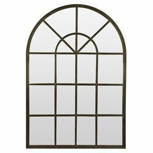 Iron Arch Mirror With Panes Antique Black