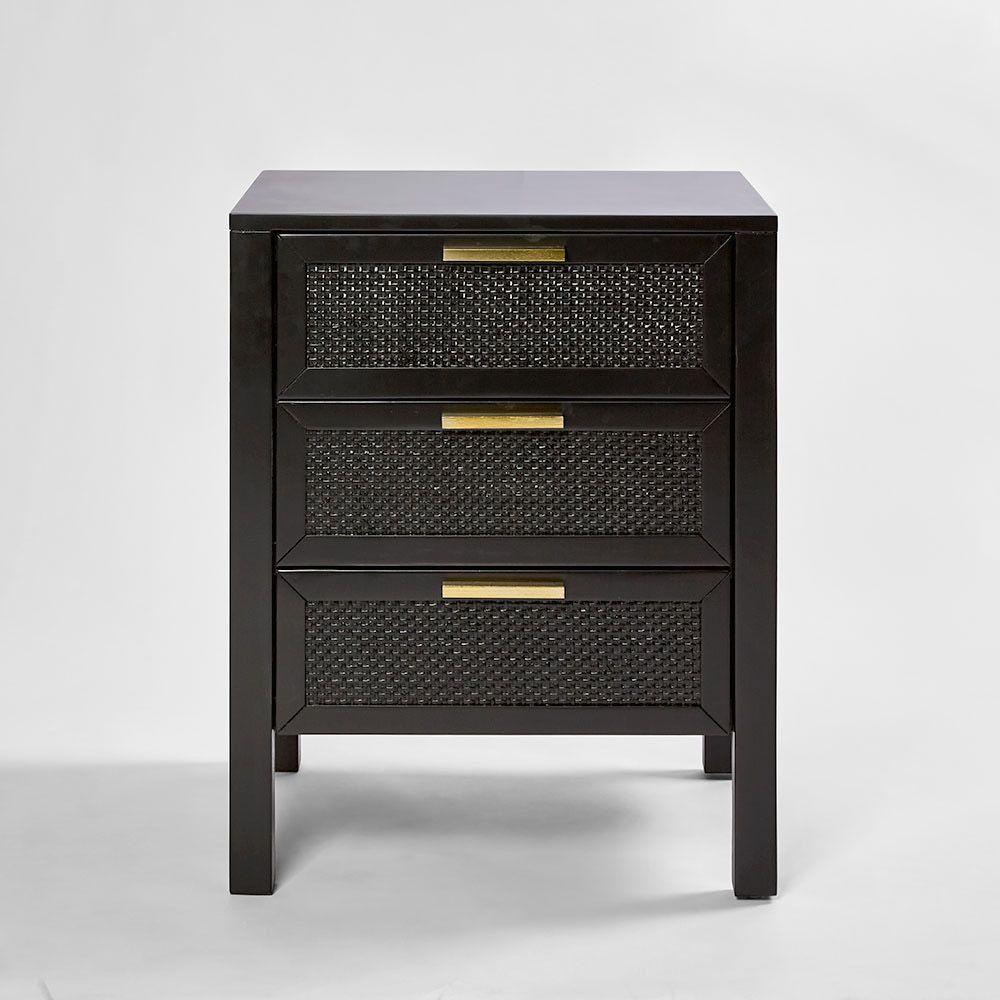 Santorini Bedside 3 Drawers Black