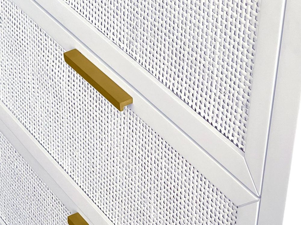 Santorini Hamptons 3 Drawer Timber/Rattan Dresser 100Cm White