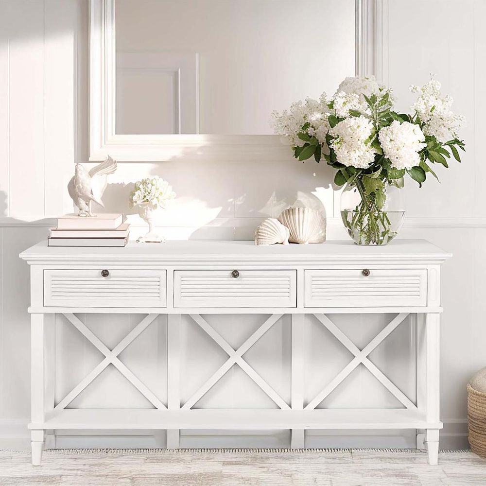 West Beach 3 Drawer Hamptons 190Cm Console White