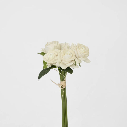 Romance Real Touch Rose Bouquet White
