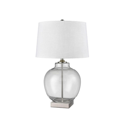 Ellyn Glass And Nickel Lamp With White Linen Shade