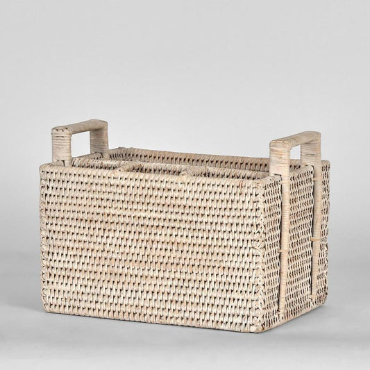 Paume Rattan Cutlery Caddy White Wash
