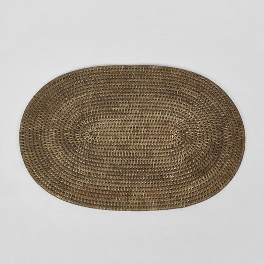 Paume Rattan Oval Placemat Antique Brown