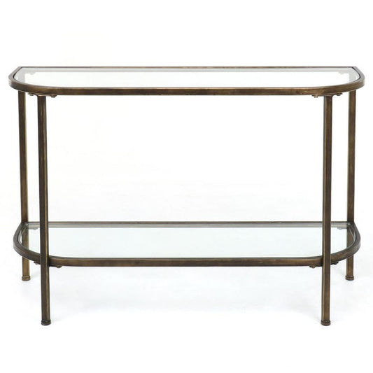 Palladium 120Cm Curved Glass Console Table Brass