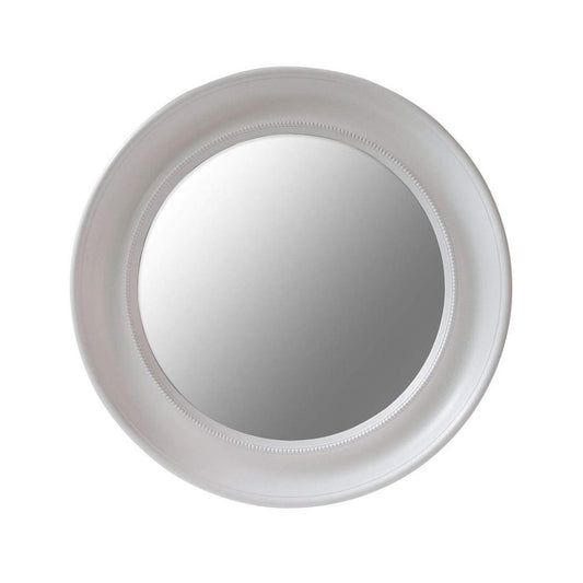 Samantha White Round Beaded Mirror