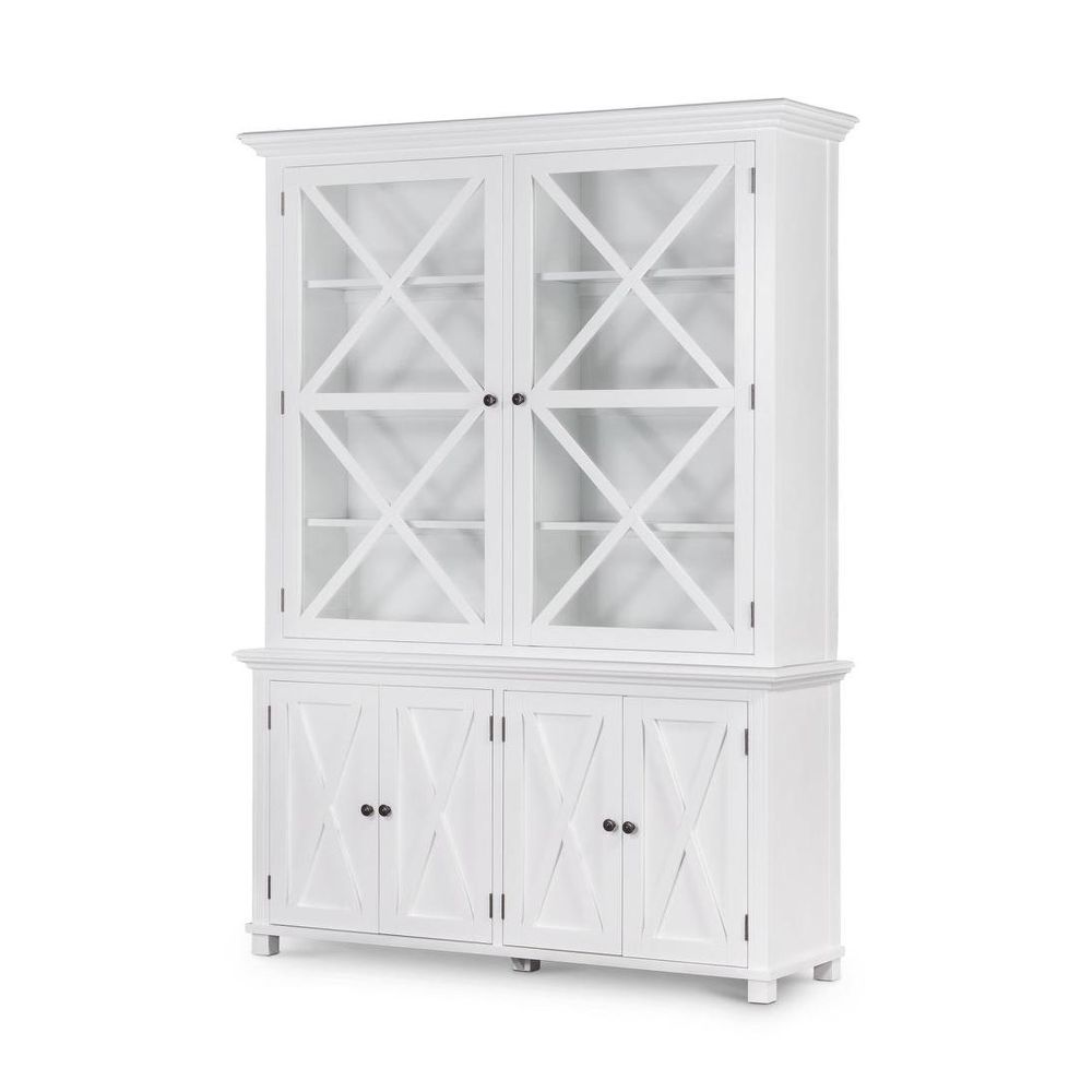 Sorrento Large Glass Door Hamptons Cabinet White