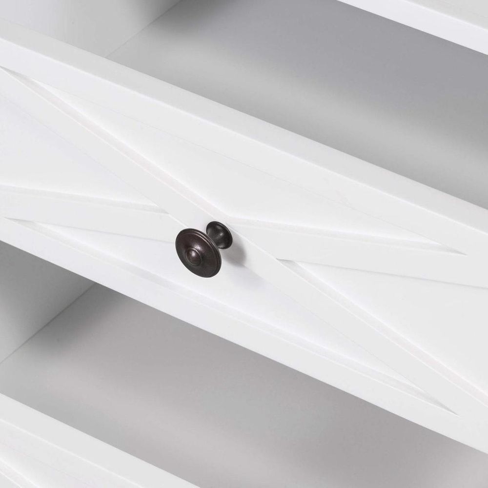 Sorrento Hamptons Medium 2 Drawer Bedside Table White