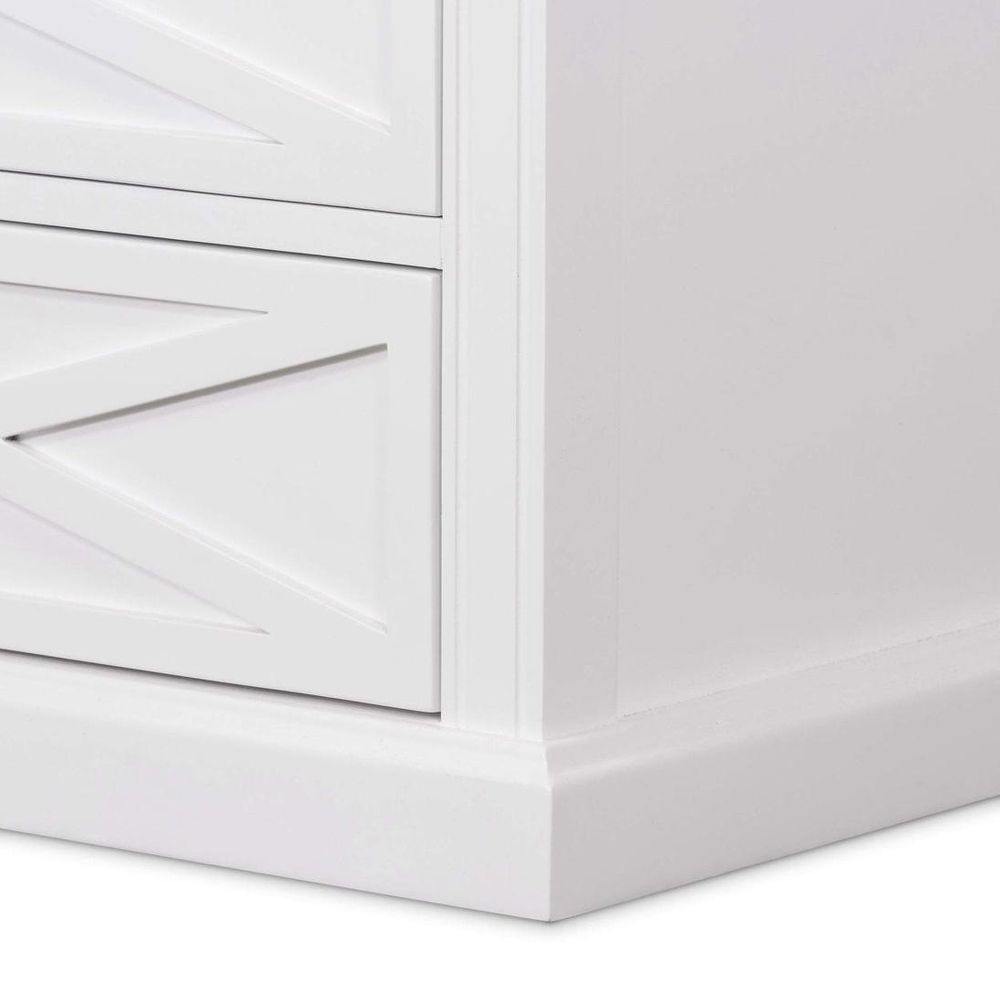 Sorrento Hamptons Medium 2 Drawer Bedside Table White