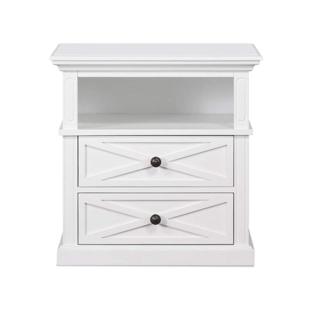 Sorrento Hamptons Medium 2 Drawer Bedside Table White