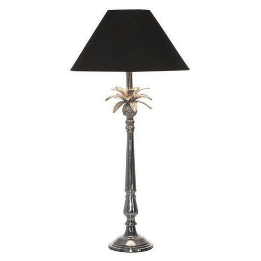 Nickel Pineapple Leaf Lamp W/Black Shade