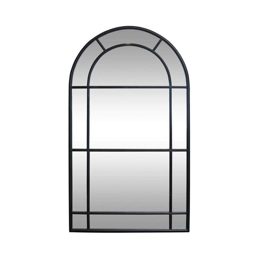 Milo Medium Iron Arched Mirror Black
