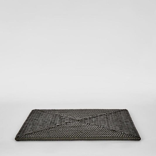 Paume Rattan Square Placemat Black
