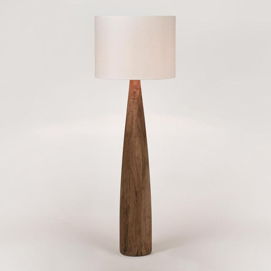 Samson Wood Floor Lamp Saddle Base With White Shade
