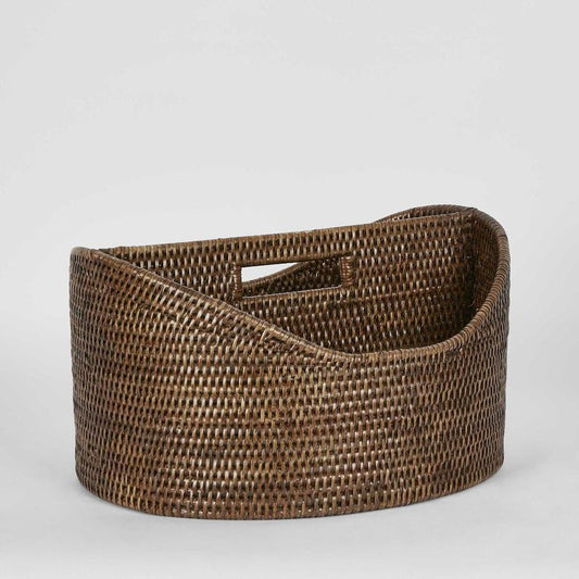 Paume Rattan Magazine Holder Antique Brown