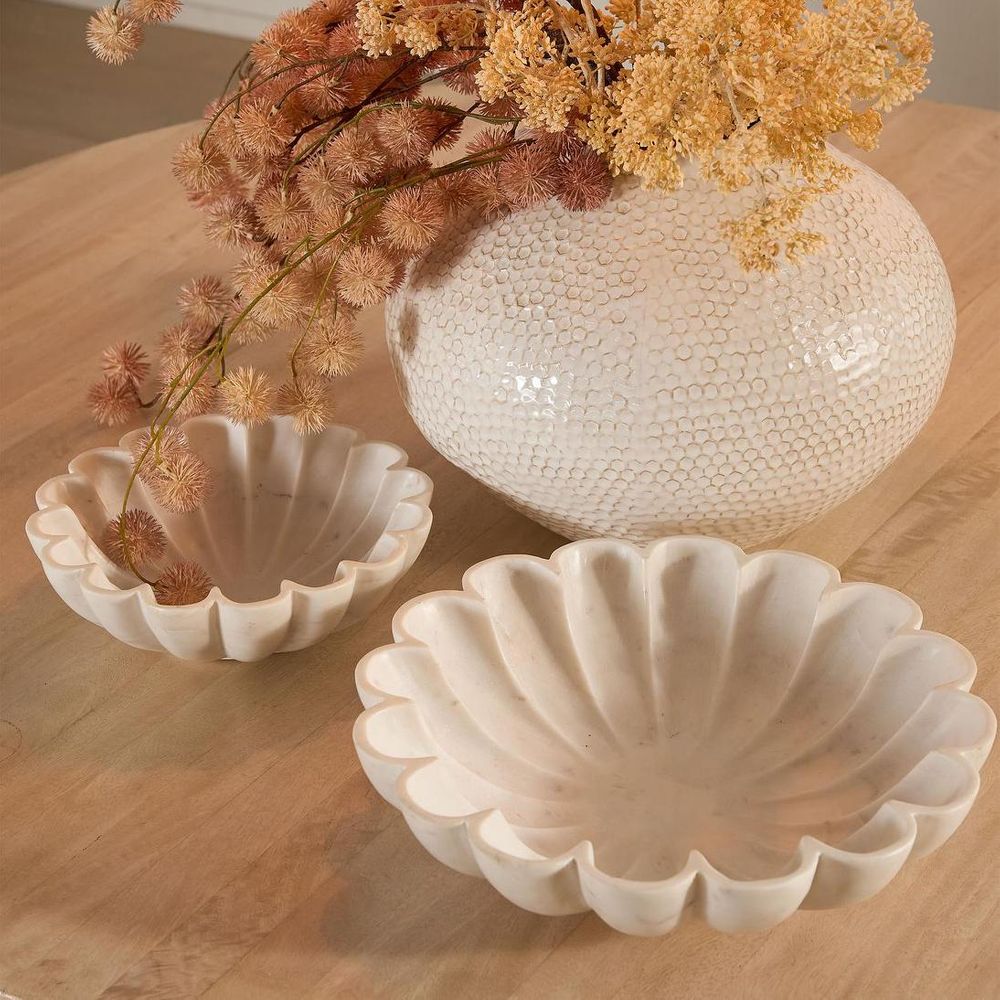 Flora 大理石碗 白色 中号