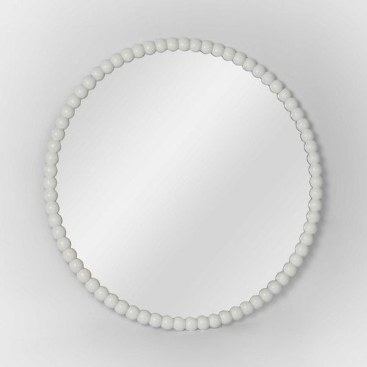 Bobbin Round Mirror White 90Cm