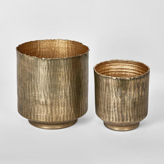 Anka Planters Set Of 2 Antique Gold