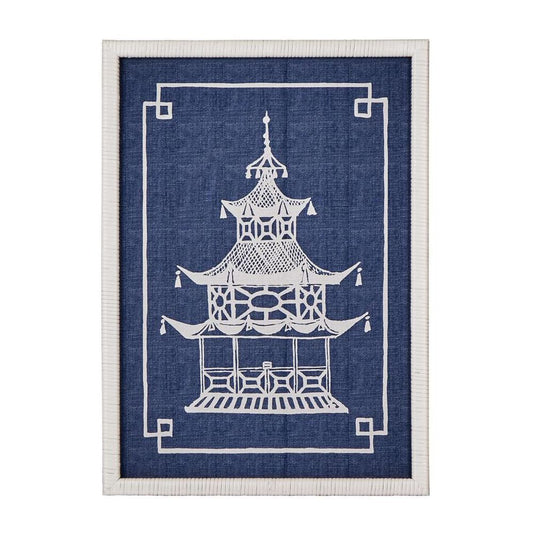 Pagoda Blue And White Wall Art B