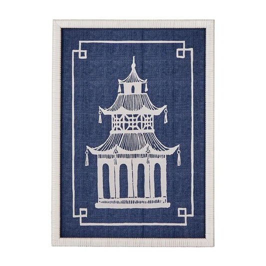 Pagoda Blue And White Wall Art A