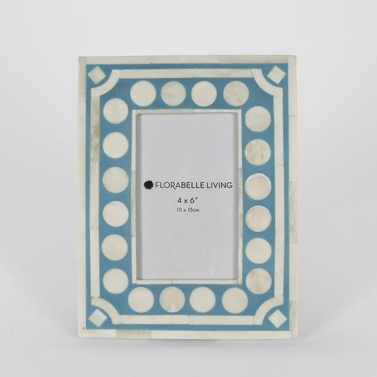 Zena Bone Inlay Photo Frame Light Blue 4X6