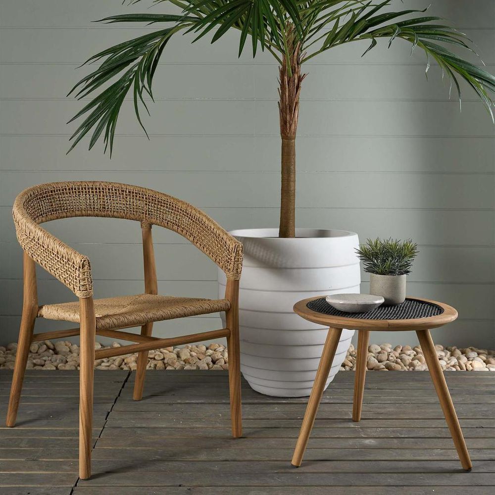 Cove Teak & Synthetic Side Table Black -Outdoor