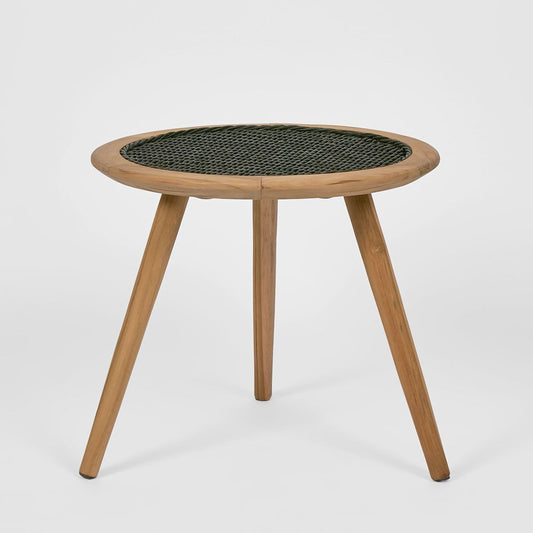 Cove Teak & Synthetic Side Table Black -Outdoor