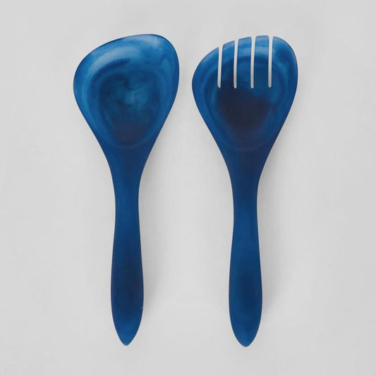 Idra Swirl Resin Salad Servers Blue