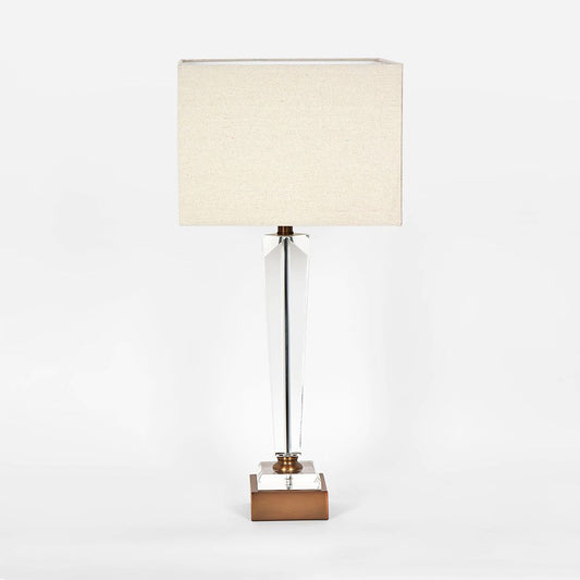 Monument Hand Cut Crystal Lamp & Natural Linen Shade