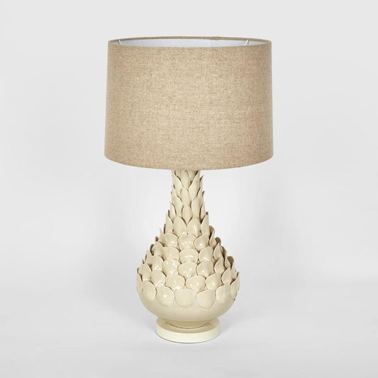 Petal Ceramic Table Lamp With Natural Linen Shade