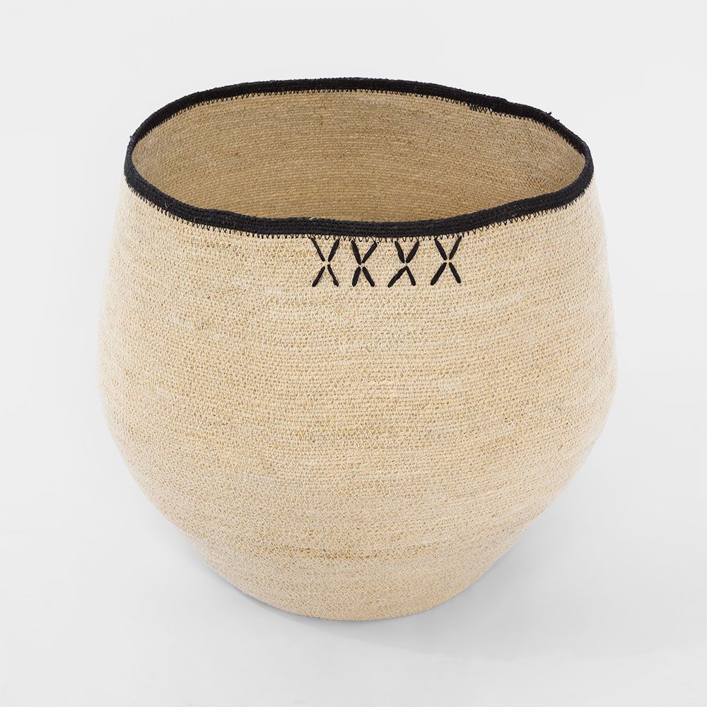 Cross Woven Basket Natural & Black