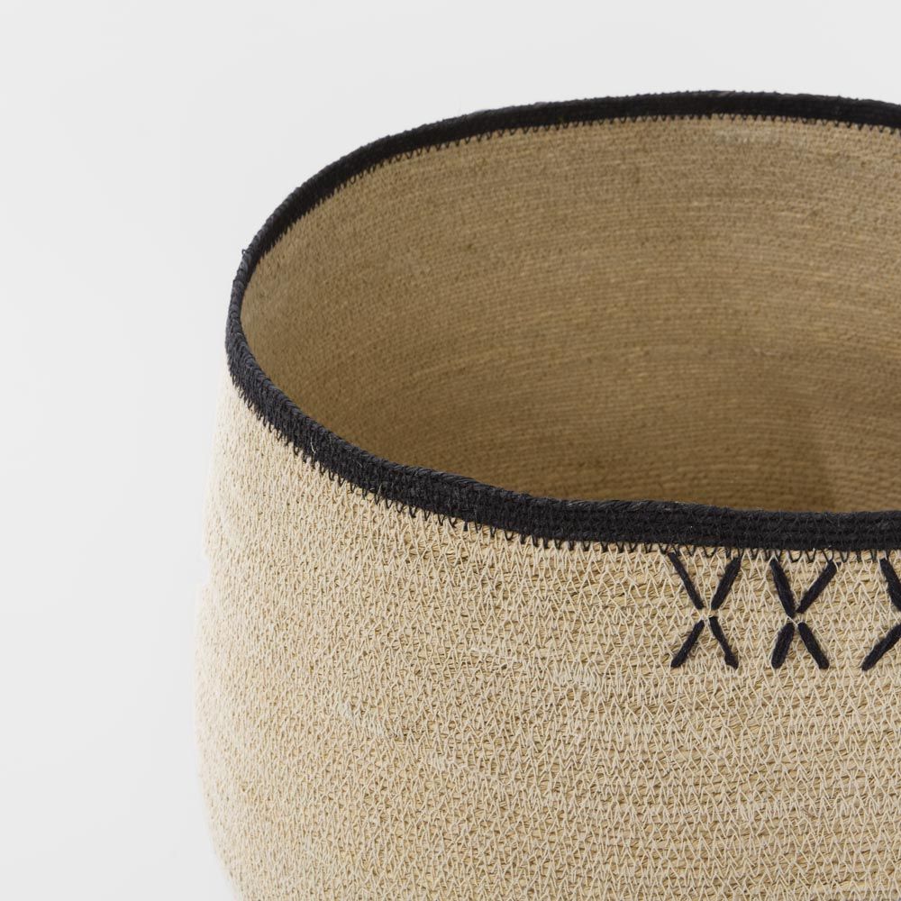 Cross Woven Basket Natural & Black
