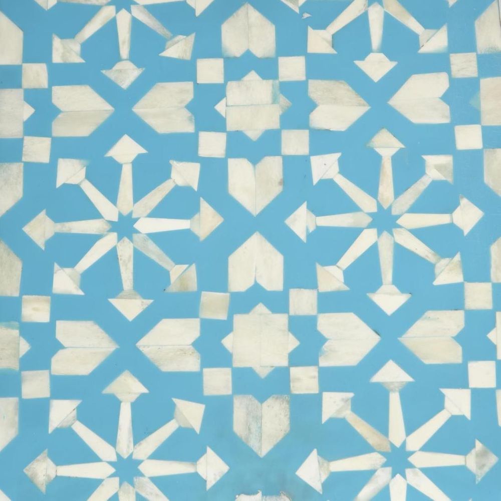 Adina Bone Inlay Bedside Table Aqua/White