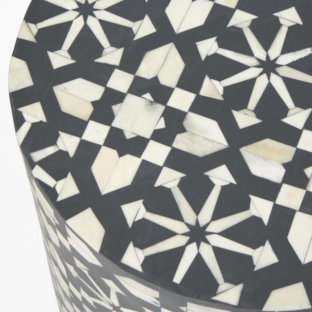 Adina Bone Inlay Side Table Grey/White